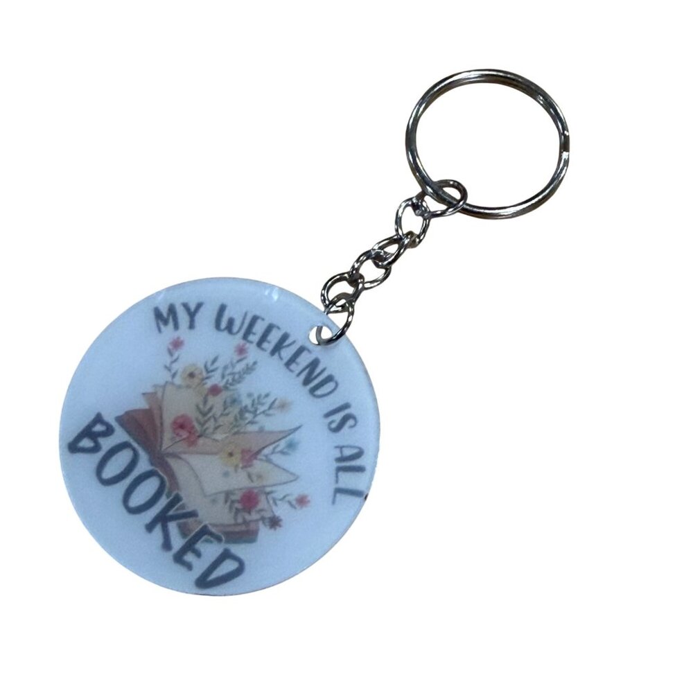 My Weekend Is All Booked Keychain New Readers Book Floral Flowers Gift - Picture 3 of 3